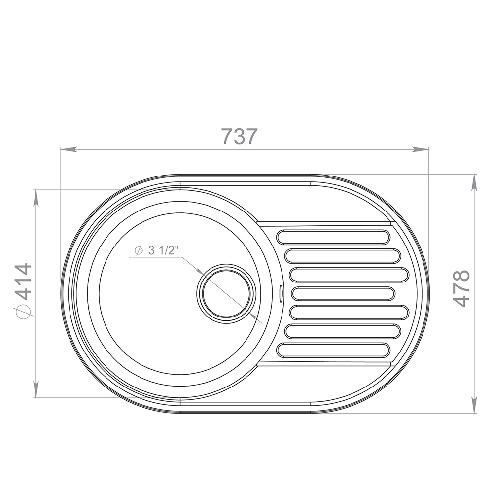 RQ55 шоколад Мойка для кухни RQ55 круглая с крылом, цвет шоколад Raiber  - Вид №4
