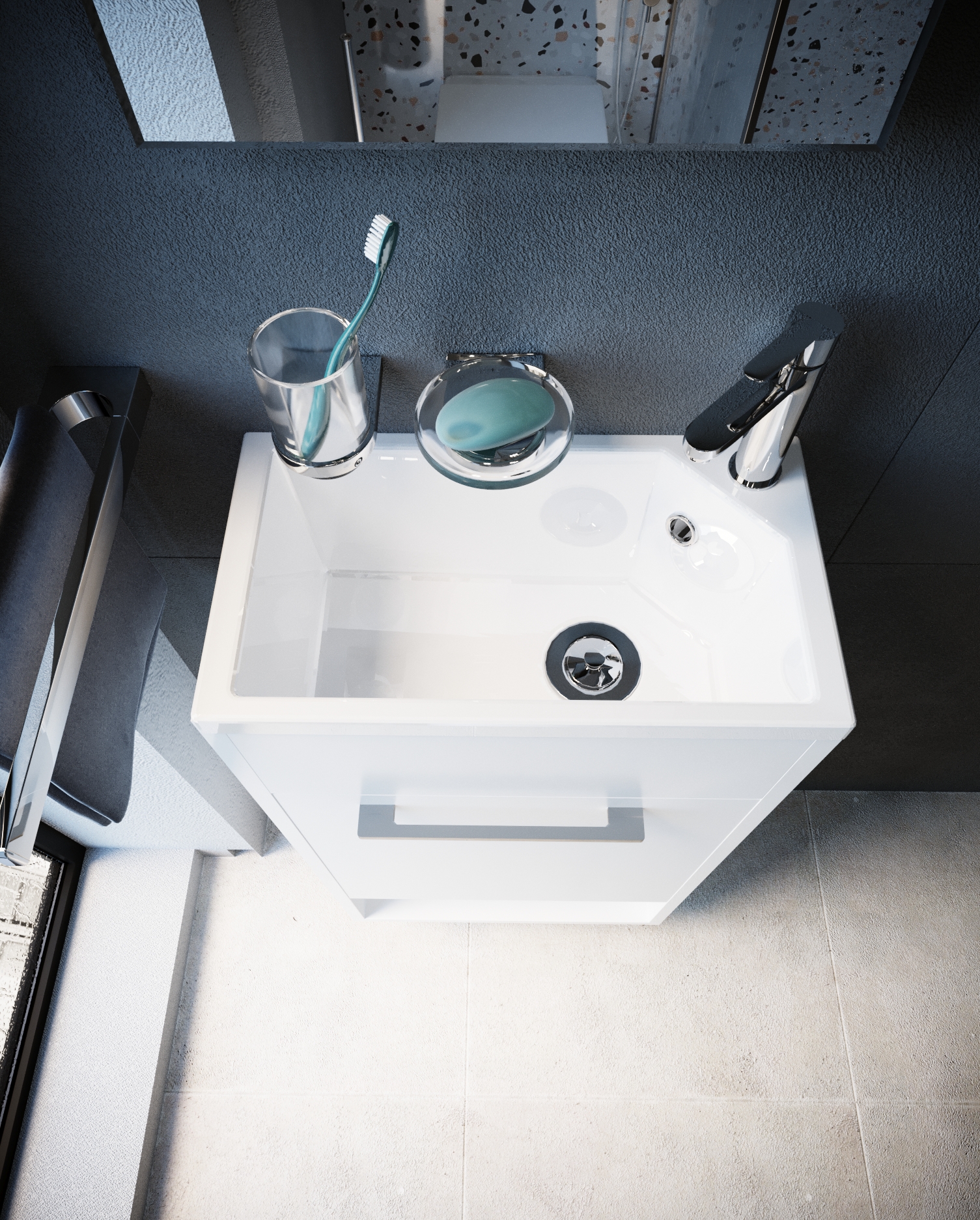 У85921 Тумба с раковиной Lira 40Н 1д. Белый глянец 1 Marka Lira - Вид №5