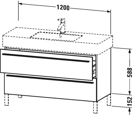 XL654504343 Тумбочка напольная X-Large #XL6545 1200 x 470 мм Базальт матовый, декор Duravit - Вид №1
