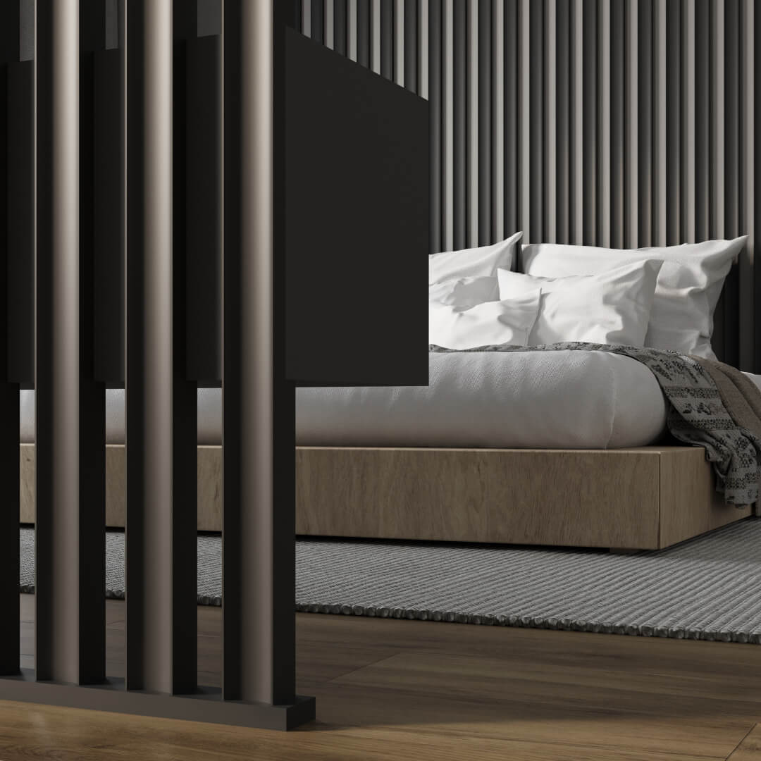 Интерьерная Рейка МДФ STELLA Планкен Рекесс De Luxe Black Lead 19*50*2700 (уп.4 шт.) STSR-844 - Вид №7