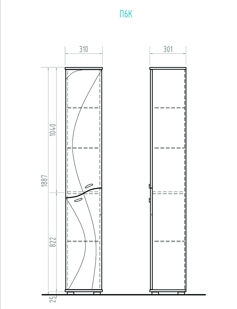 Пенал Faina300⨉300⨉1900 мм белый Santreyd sun-id-664528 - Вид №5