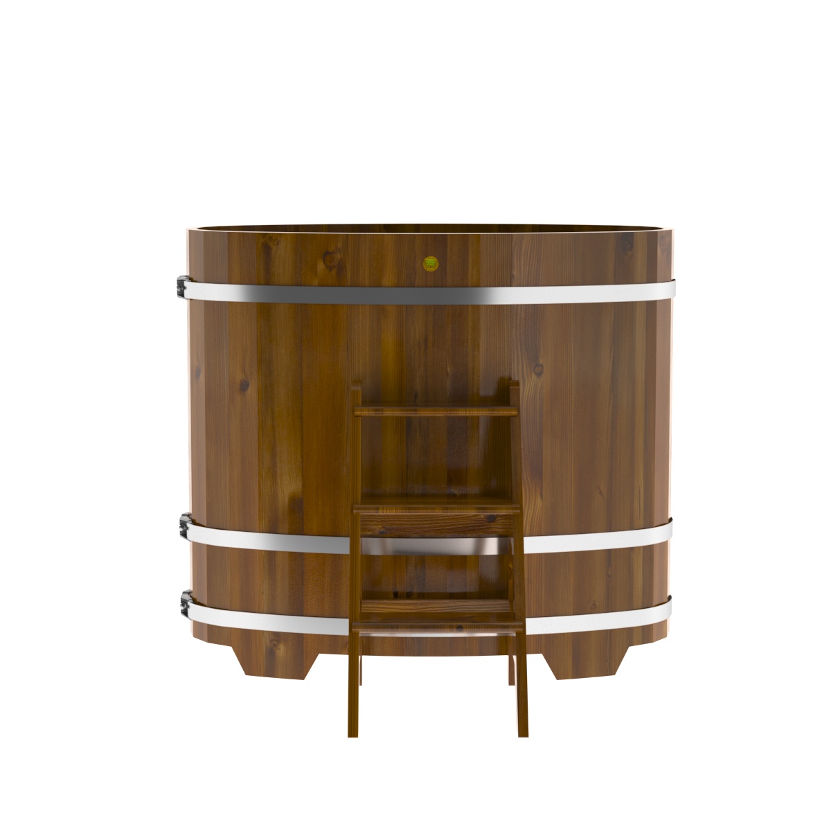 2254 Купель овальная из лиственницы Рустик 0,69х1,31х1,2 морёная Alyarus  - Вид №4