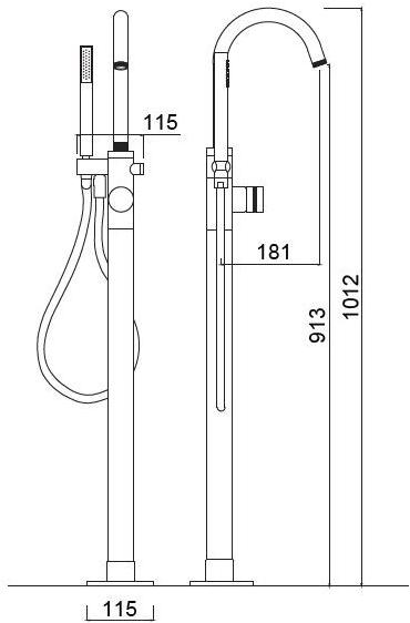 Rubinetteria Giulini Напольный однорычажный смеситель для ванны с ручным душем Deluxe - myring Fmmr0092dl - Вид №1