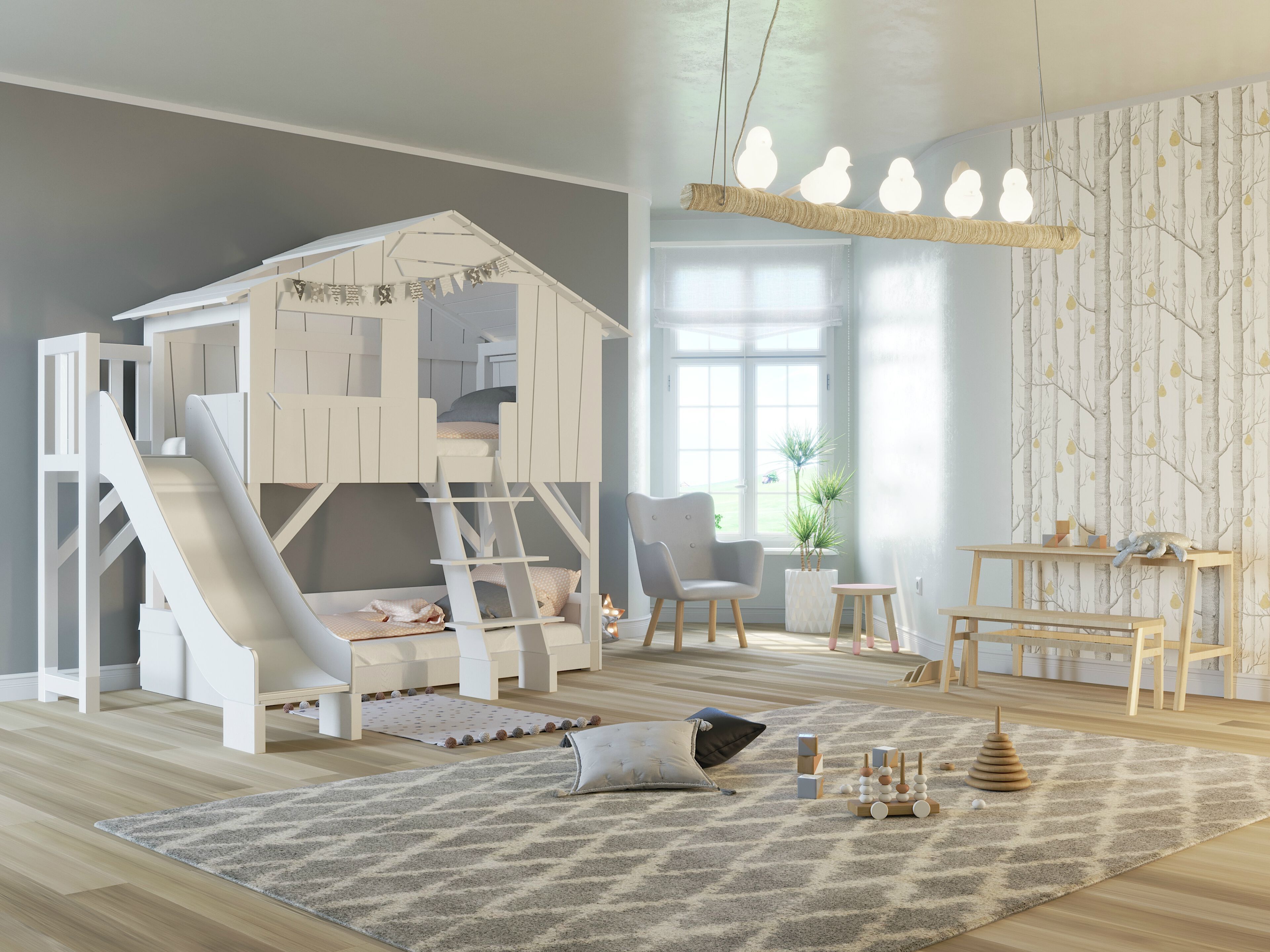 Двухъярусная кровать из МДФ с горкой и платформой Mathy by Bols TREEHOUSE BEDS &amp ARCH-00002332 - Вид №7
