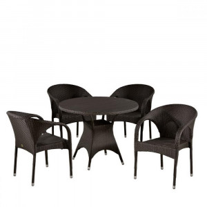 T190AD/Y290B-W52 Brown 4Pcs Комплект плетеной мебели Afina