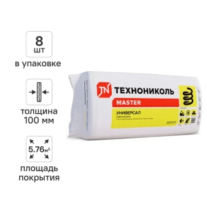 Утеплитель Технониколь Универсал 100 мм 8 шт 600x1200 мм 5.76 м² 50% компрессии