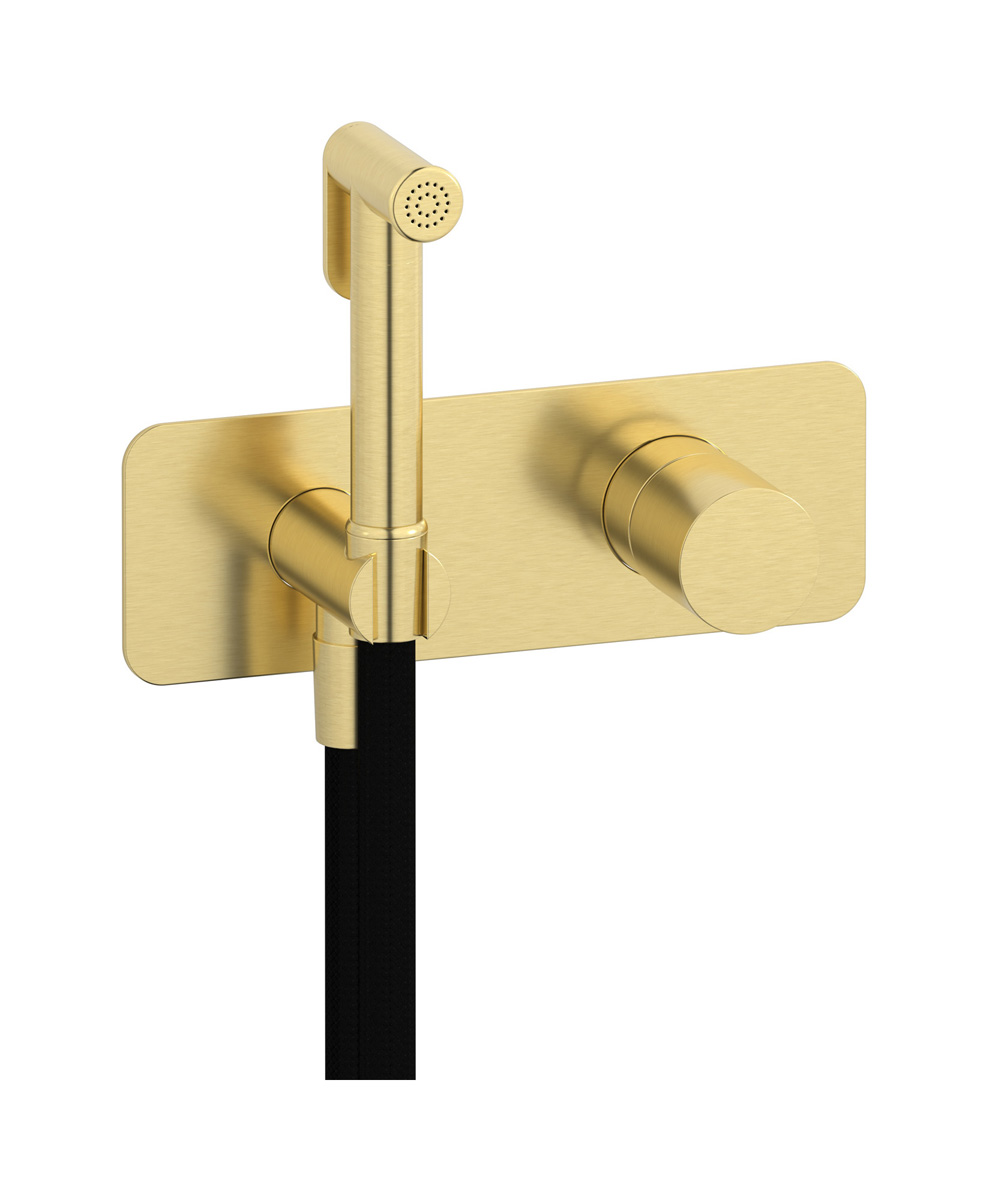 Внешние части гигенического душа со смесителем. WE ARE IB rr706is Brushed Pale Gold Brera