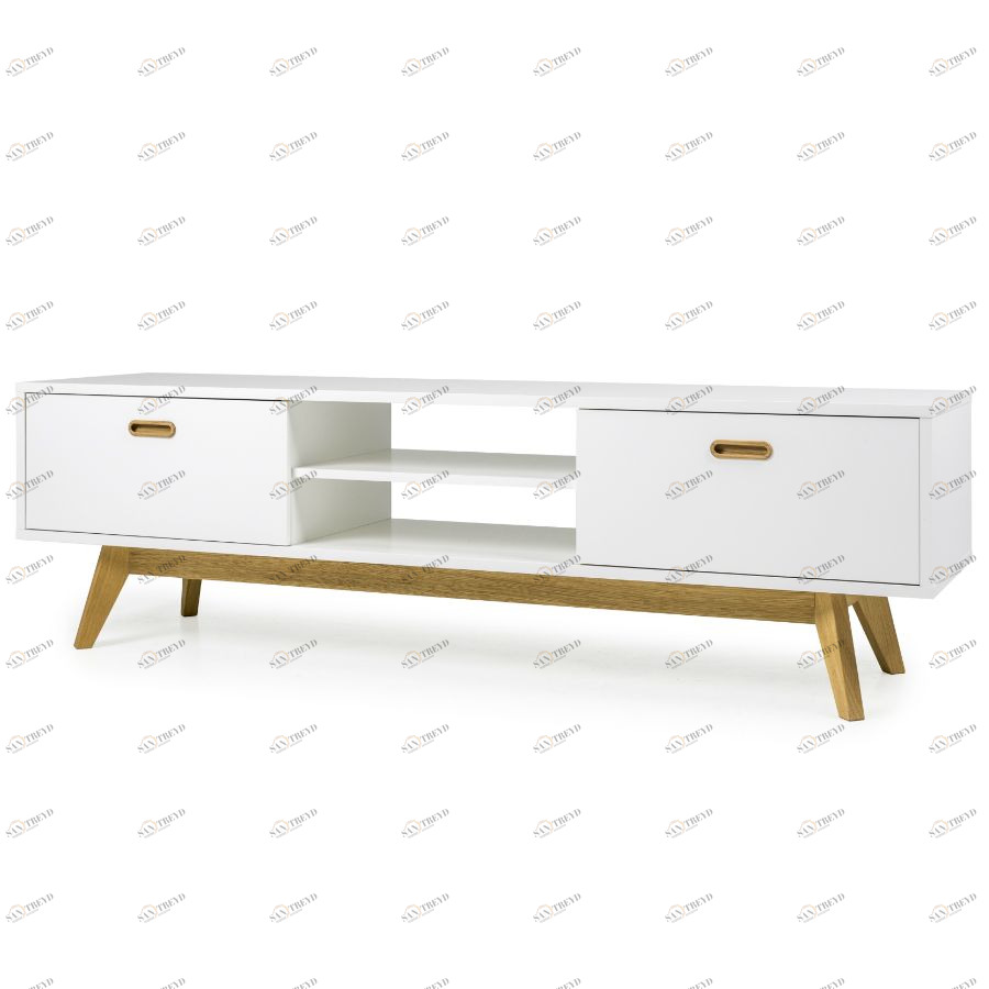 Тумба под ТВ Tenzo Bess, 50х170х43 см, дуб, белая 2162001