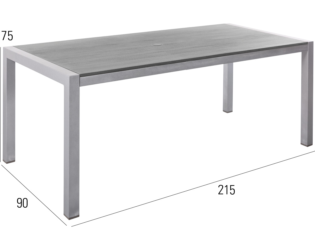 60.00.0352 Стол Kennedy из алюминия / серого камня с отверстием для зонта 90 x 215 Mbm  - Вид №2