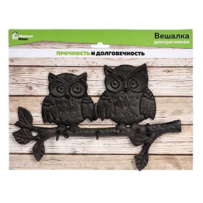 Вешалка настенная на 3 крючка черная 27,5 см "Совы" BLUMEN HAUS СОВЫ, ПТИЦЫ 00-3971637 Черный  - Вид №1