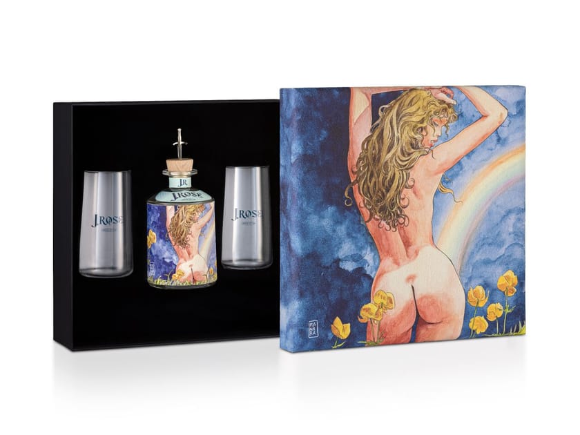 Коробка с бутылкой джина и стаканами J.Rose J. Rose London Dry Gin ARCH-00057094