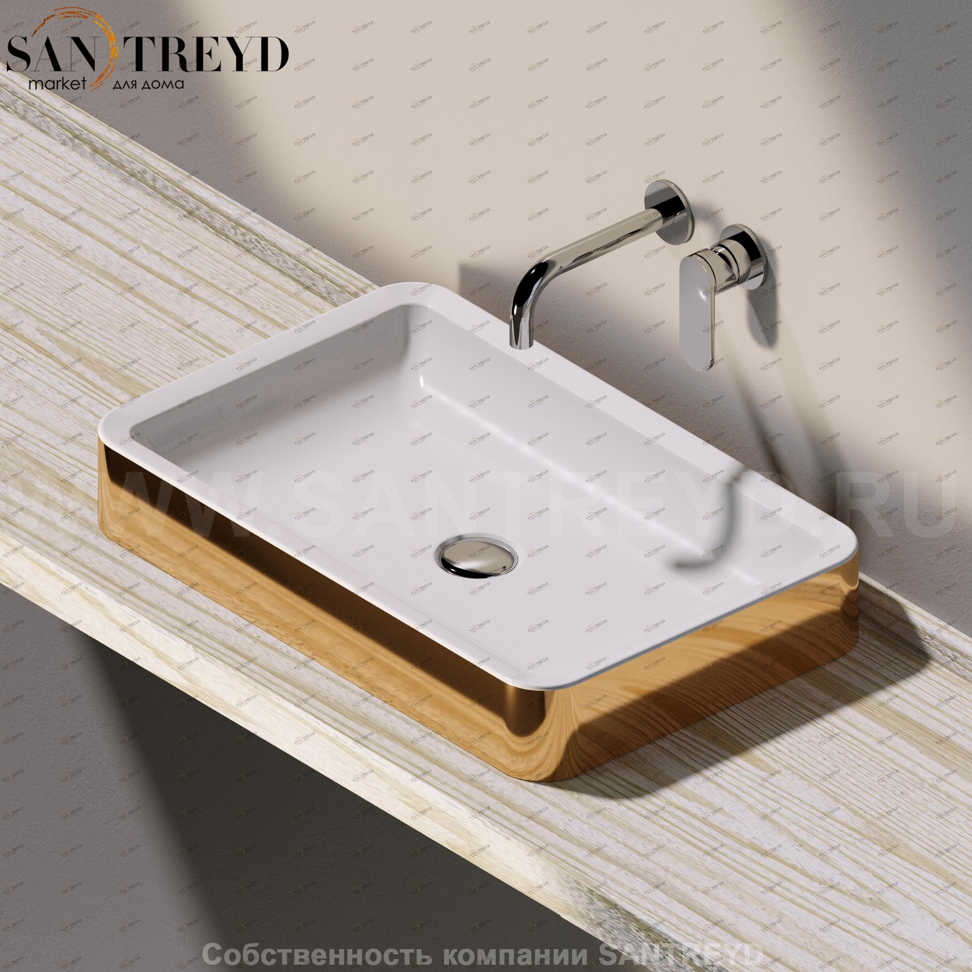 NL62AGOLD Накладная раковина под столешницу  прямоугольная Ceramica Flaminia Nile