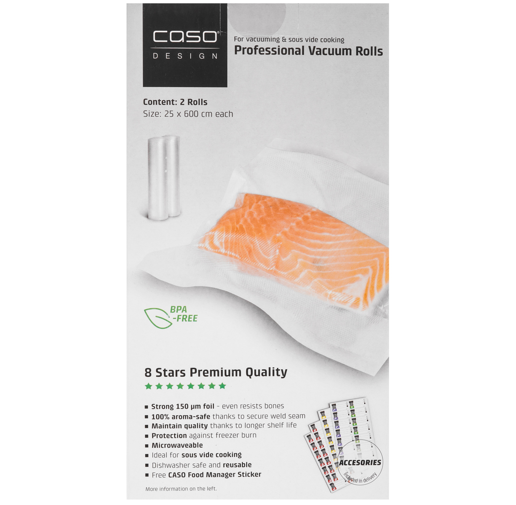 9297234 Набор рулонов для вакуумного упаковщика CASO VC 25*600 STDN-0032563