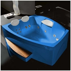 Ванна GRUPPO TREESSE Matrix Slim V7637-G большая с подголовником глубокая с гидромассажем голубая