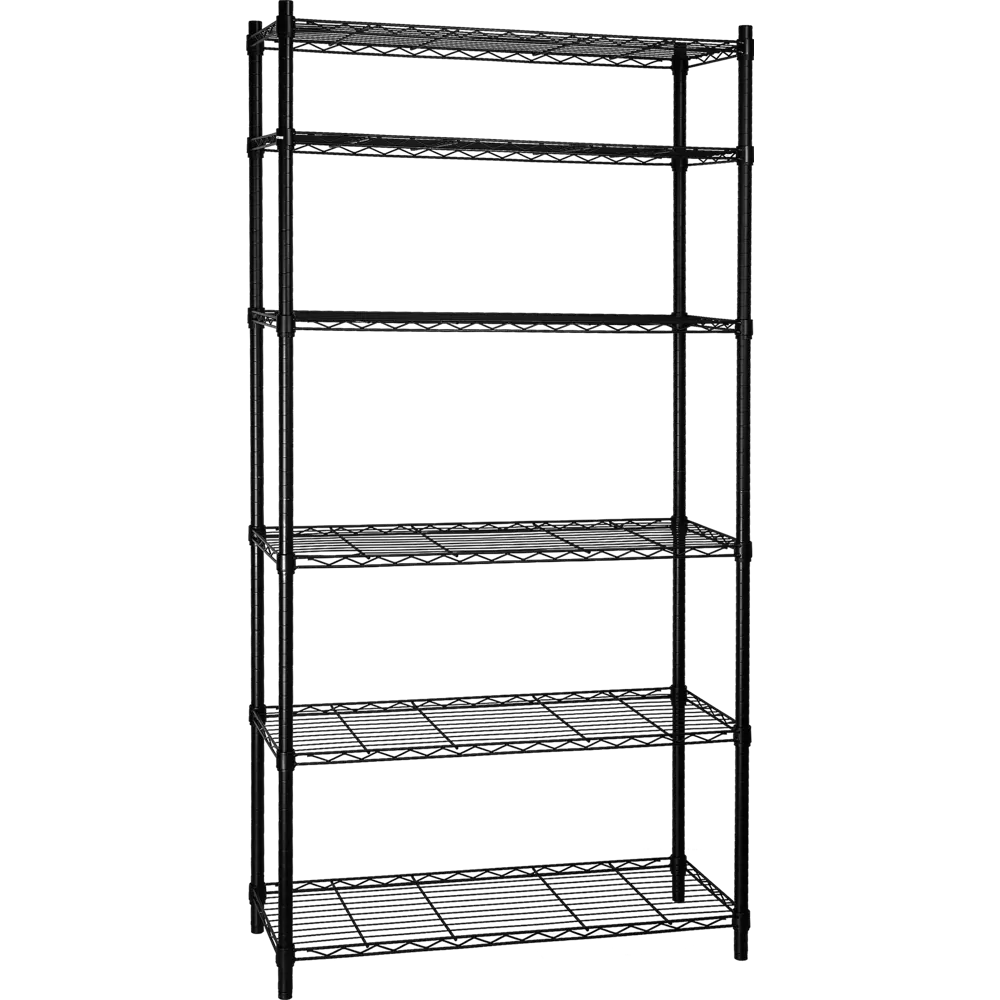 SPACEO Стеллаж сетчатый черный 90×180×35 см с регулируемыми полками 87901985 STLM-1085227