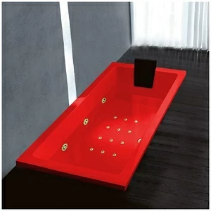 Ванна Gruppo treesse Quadra 170 V072N-DX-KZ красная с золотой фурнитурой гидромассажем аэромассажем и дезинфекцией прямоугольная встроенная правая