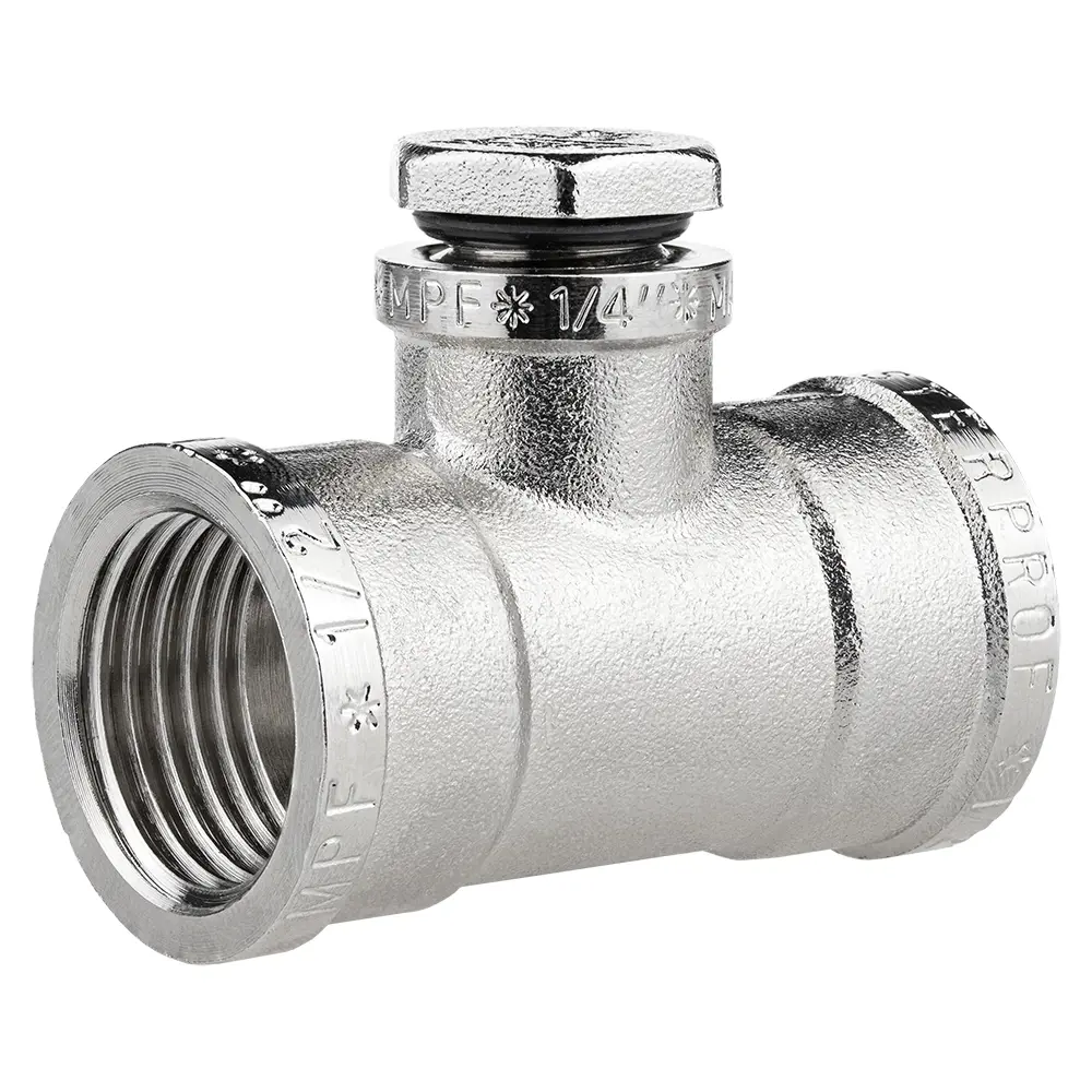 Тройник MPF для манометра 1/2"×1/4"×1/2" латунный никелированный 89409145 STLM-1568401