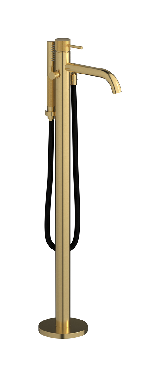 Напольный смесиель для ванны с встроенным душем. WE ARE IB id399os Brushed Gold Industria