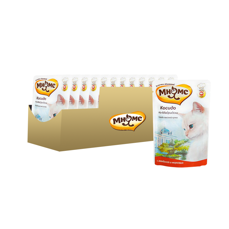 ПР0029235*12 Корм для кошек Косидо по-Мадридски говядина с морковью конс. 85г (упаковка - 12 шт) МНЯМС 