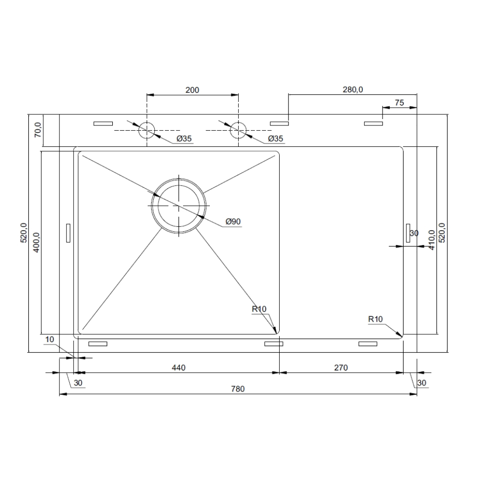 Кухонные мойки Eco Marino SMB-7852RSK.B(вентиль-автомат) SEAMAN SMB-7852K - Вид №1
