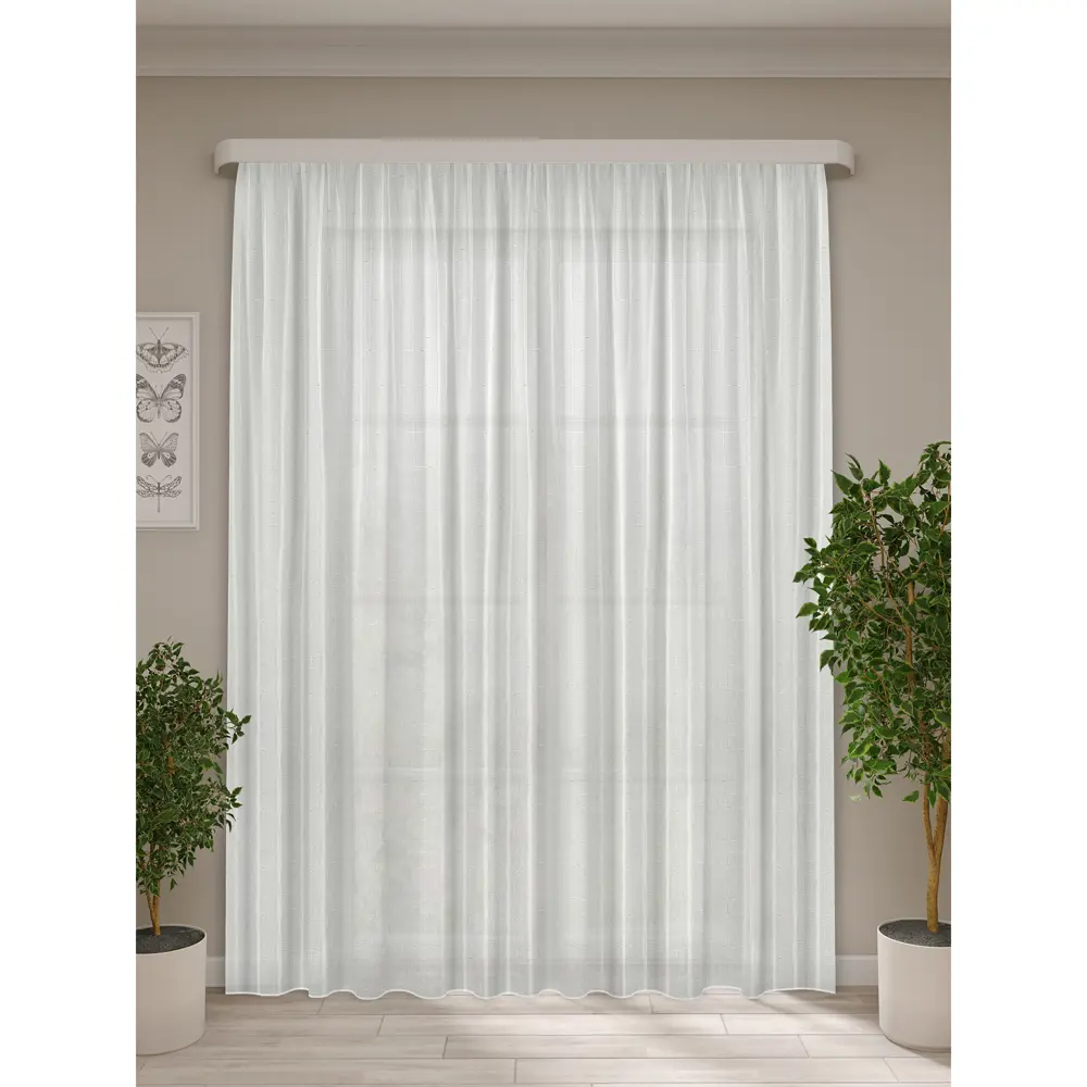 Santreyd Тюль с утяжелителем - белая клетка под лен 280 см 85400441 STLM-0062644 - Вид №3