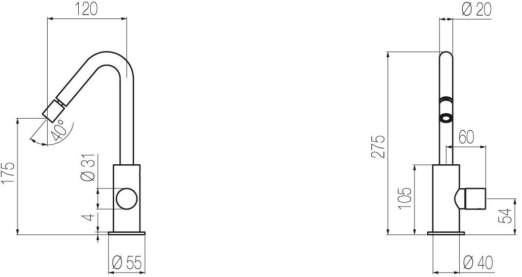 Radomonte Смеситель для биде, однорычажный, из нержавеющей стали, без сливного отверстия Hiro Hir16 - Вид №1