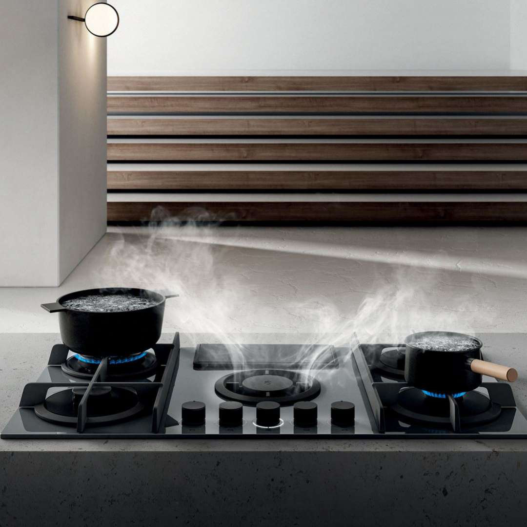 NIKOLATESLA FLAME GR/F/88-PRF0147743A Газовая варочные панели / газ, с вытяжкой, 900 м3/ч, серая Elica  - Вид №2