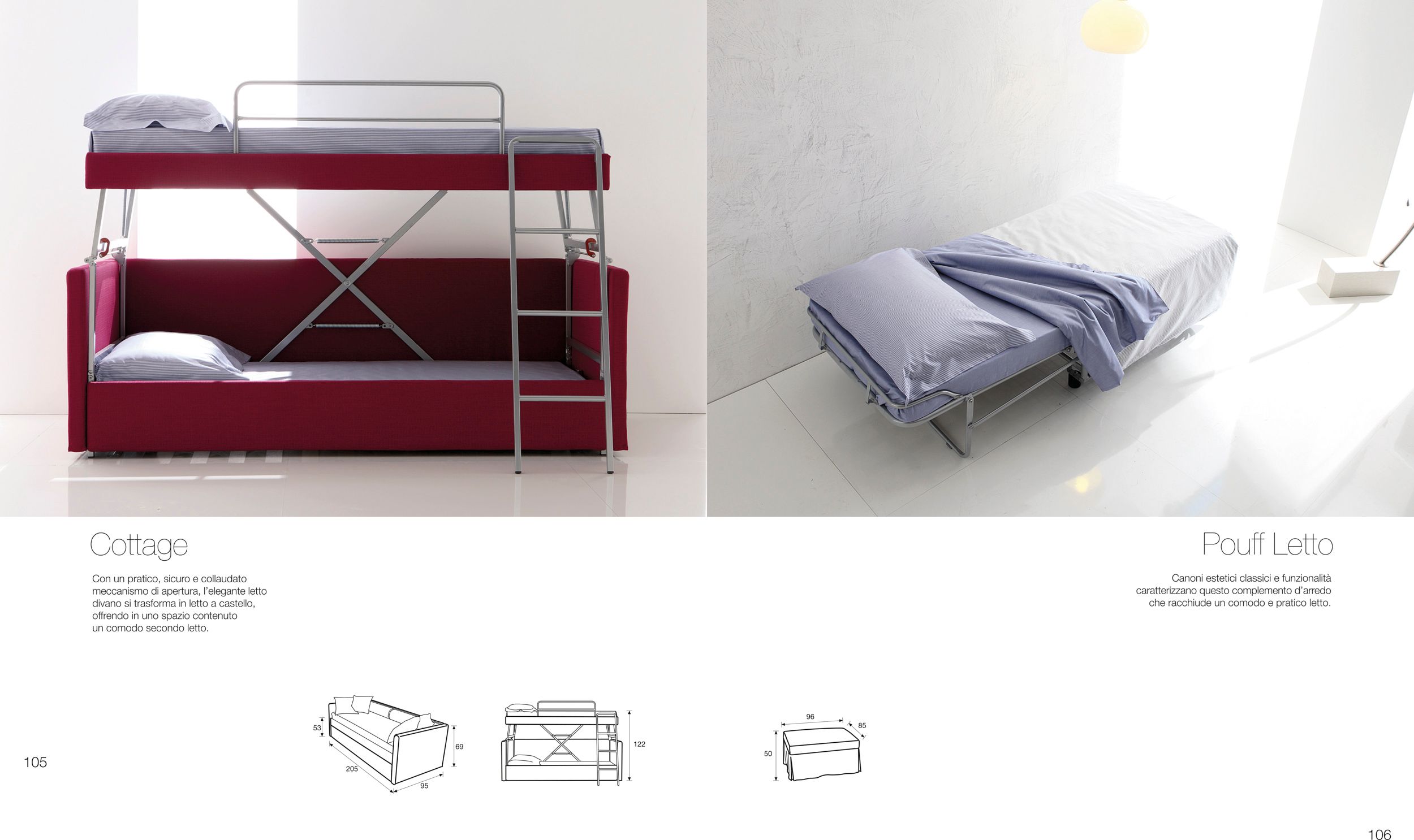 Ткань двухъярусный диван-кровать Frauflex COTTAGE ARCH-00038053 - Вид №2