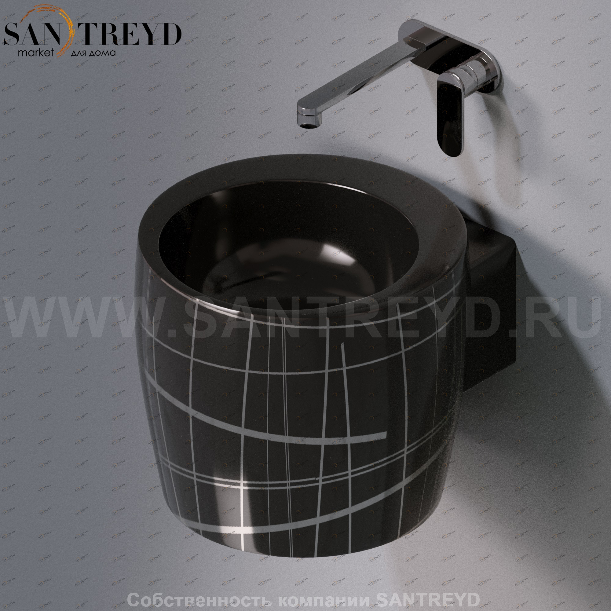 L102T0R0V1.416P Подвесная раковина настенная круглая A. e T. Italia SPOT черная AeT ITALIA TOTEM