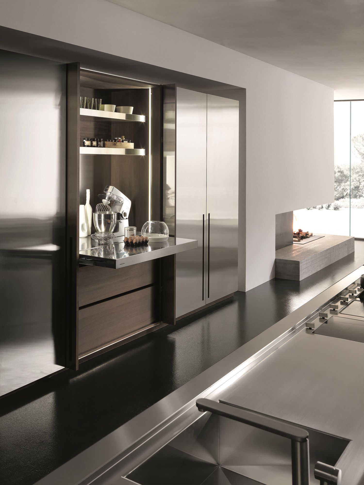 Кухня из нержавеющей стали и дерева с островом MODULNOVA Fly ARCH-00068193 - Вид №14