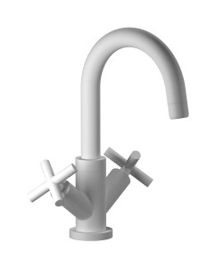 Смеситель для раковины на 1 отверстие с 2 ручками в комплекте с донным клапаном. WE ARE IB yp200cc Matt White WOW