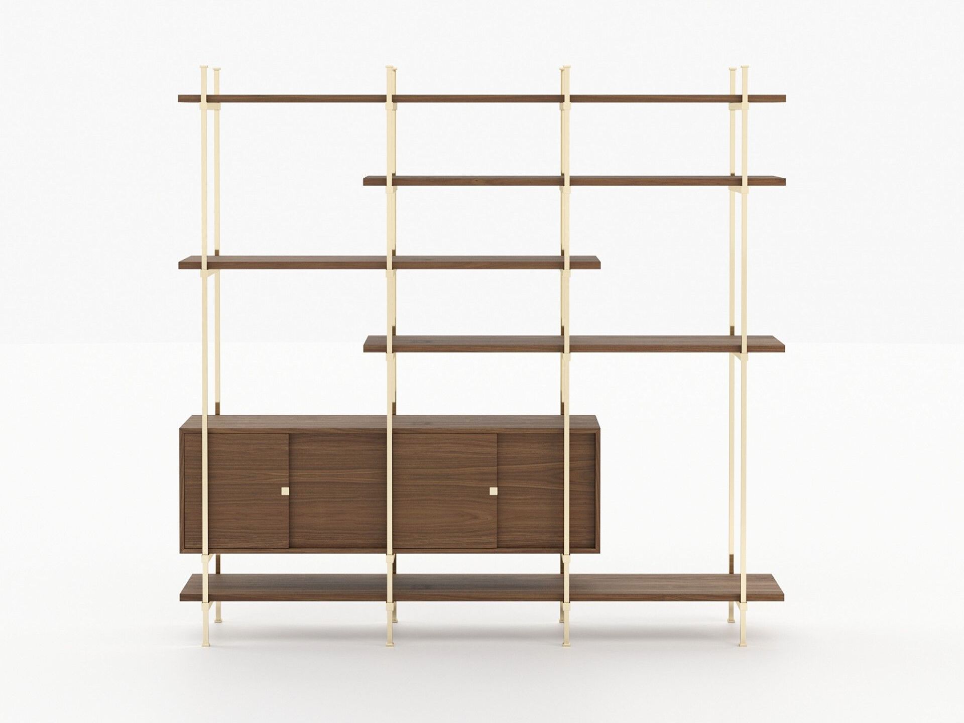 Книжный шкаф из нержавеющей стали и дерева с ящиками Laskasas ARCH-00109941 - Вид №6