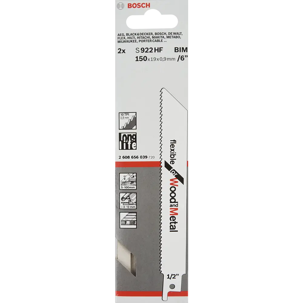 Пилки для сабельной пилы S922HF Bosch, 2 шт BOSCH PROFESSIONAL STLM-2203928 - Вид №3