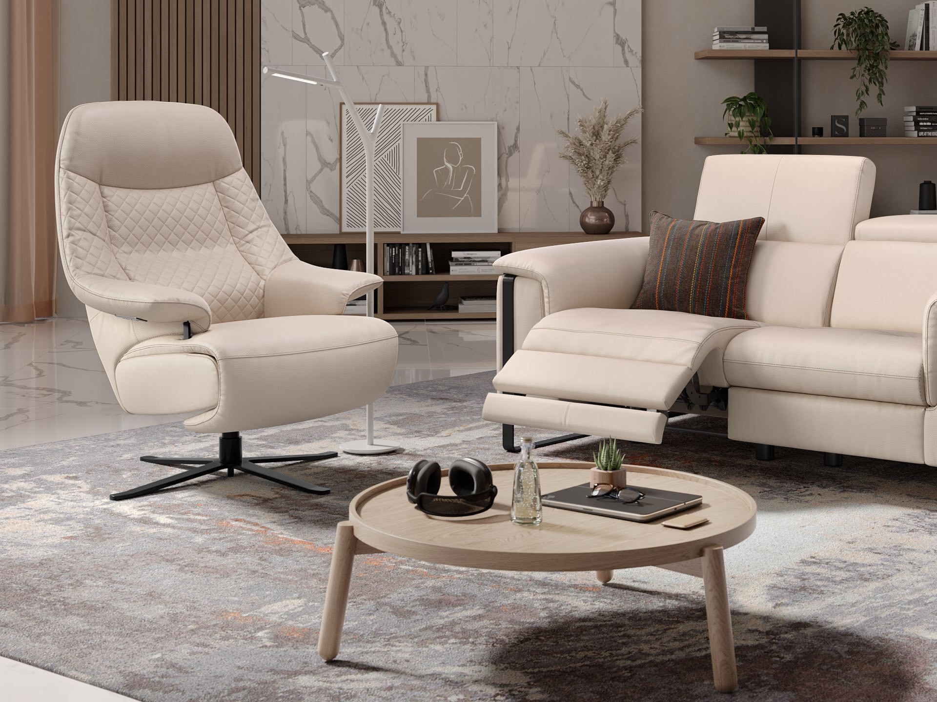 Кожаное вращающееся кресло с подлокотниками Sofanella Гренада ARCH-00023635 - Вид №1