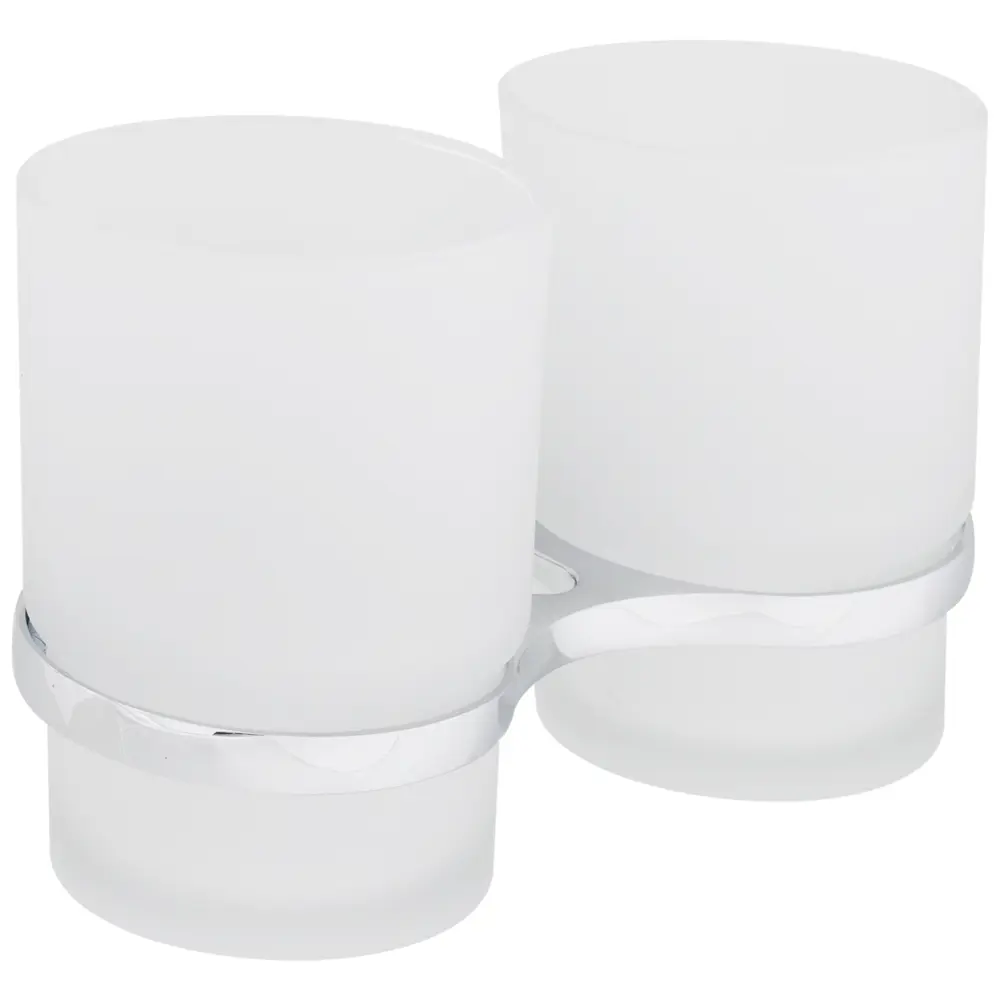 Стакан подвесной для зубных щёток Grampus «Laguna», двойной, стекло, цвет хром STLM-2182762