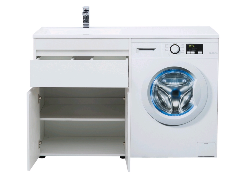 Тумба с раковиной Aquanet Токио 130 L белый (напольная, 1 ящик, 2 дверцы) 0023774600235501 - Вид №8