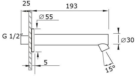 MINA Настенный однорычажный смеситель для раковины на 2 отверстия из нержавеющей стали Giotto G2750+7450 - Вид №1