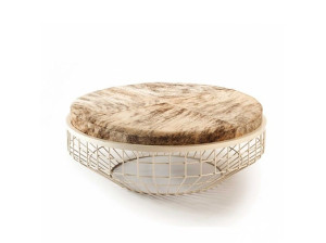 Круглый низкий журнальный столик с мягким верхом