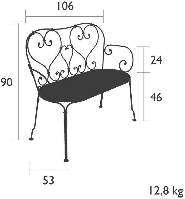 Fermob Садовая скамейка из стали с подлокотниками 1900 2204  - Вид №3