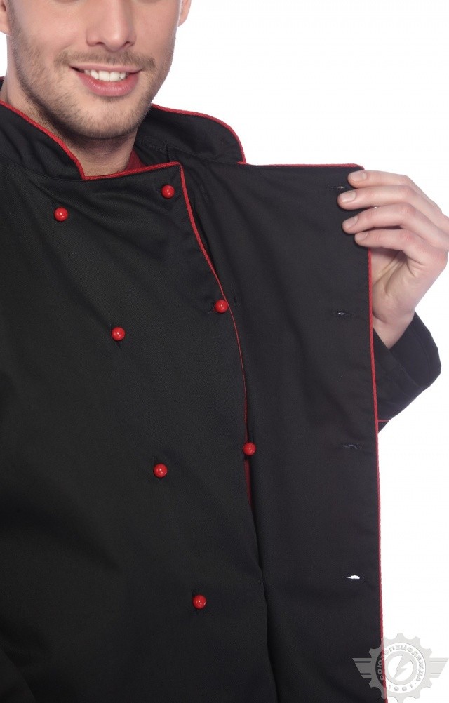 66007 Куртка поварская "Люкс" черная  Повар  размер 44-46/182-188 Спецодежда  - Вид №7
