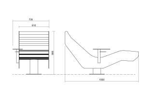 Стальной и деревянный шезлонг