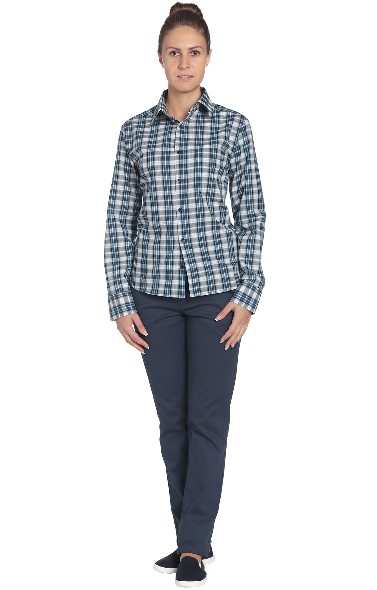 67811 Рубашка в клетку plaid blue (шотландка синяя) HIPSTER  Толстовки, рубашки, футболки, тенниски  размер 56 (112)  - Вид №1