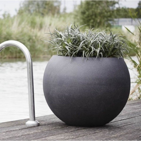 Уличный вазон круглый 40х32 см серый мрамор "Бирмингем" LE-VILLAGE FLORERO 044743 Серый  - Вид №1