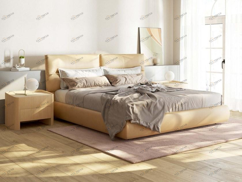 Ersa Двуспальная кровать из кожи с обитым изголовьем Nyks sun-id-1367202