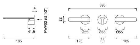 Настенный смеситель для раковины из нержавеющей стали с отдельными розетками CEADESIGN AYLA ARCH-00011897 - Вид №2