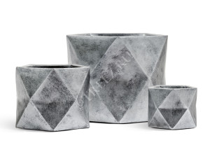 41.1019-0029-SLV-38 Кашпо  ERGO - серия Rombo - Многогранник - Состаренное серебро Цветочная коллекция