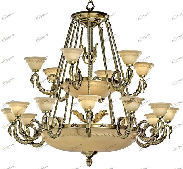 Possoni Illuminazione Атласная люстра с алебастром Cigno 2735/12+6+6+3 