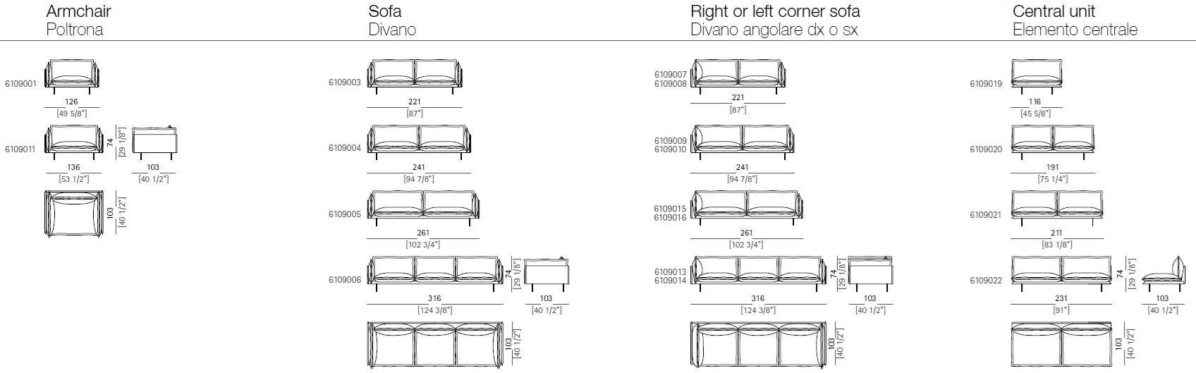 Arketipo 2-местный тканевый диван Auto-reverse sun-id-1494470 - Вид №3