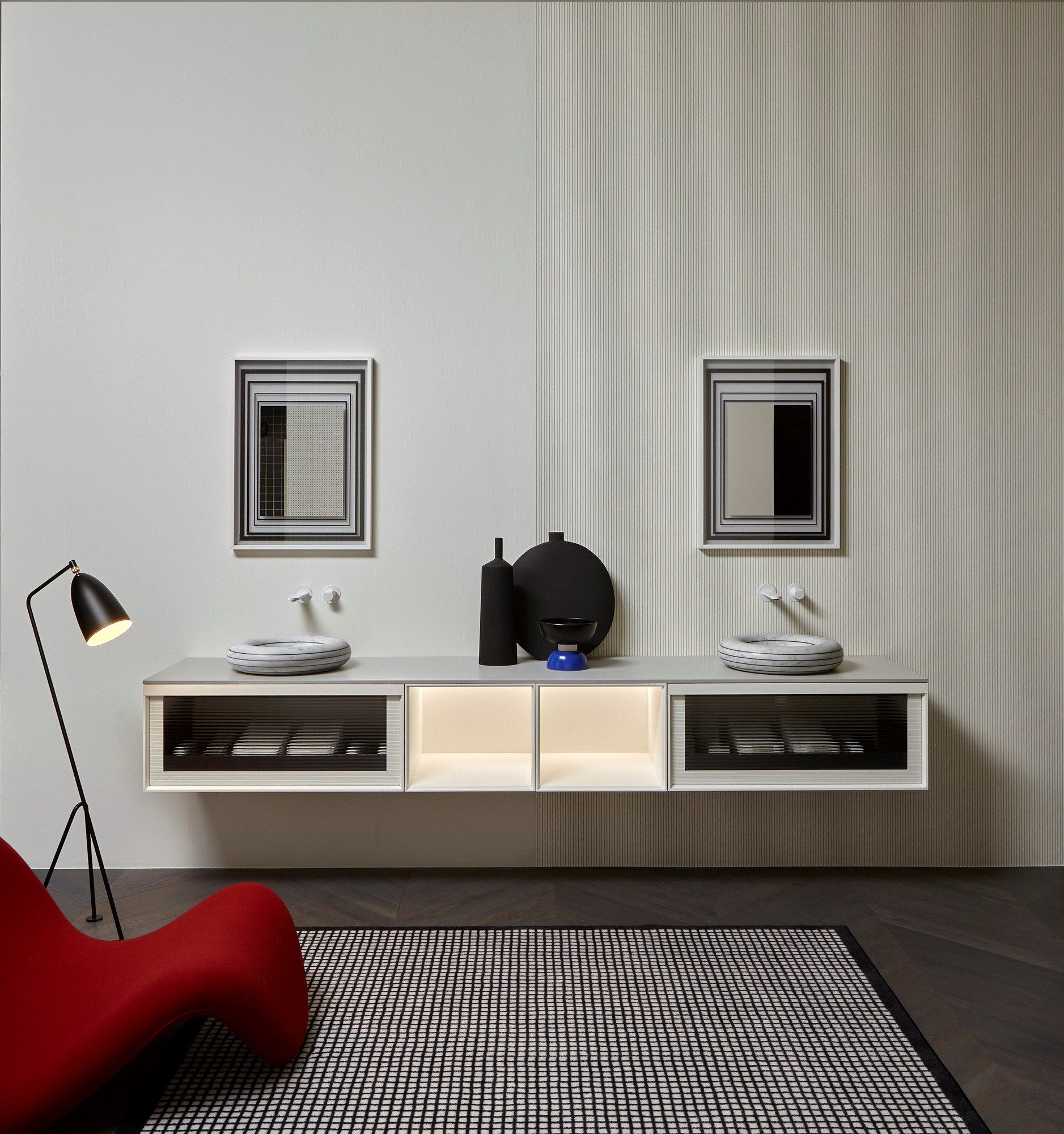 Геометрические обои для ванной комнаты Antoniolupi TRALERIGHE ARCH-00067593 - Вид №17