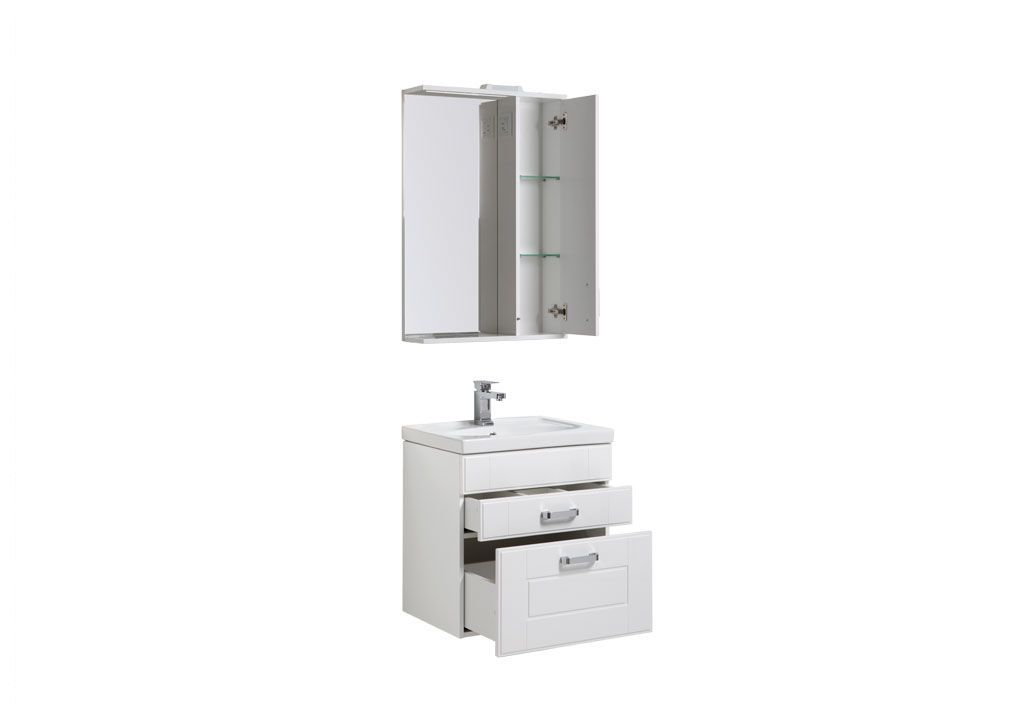 Мебель для ванной Aquanet Рондо 60 белый (2 ящика) 00195704 - Вид №1